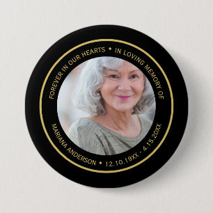 Eenvoudig Voor Altijd in Onze Harten Zwart & Goud Ronde Button 7,6 Cm