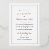 Eenvoudig vormig elegant roze Roos voor blinden Folie Uitnodiging (Voorkant)