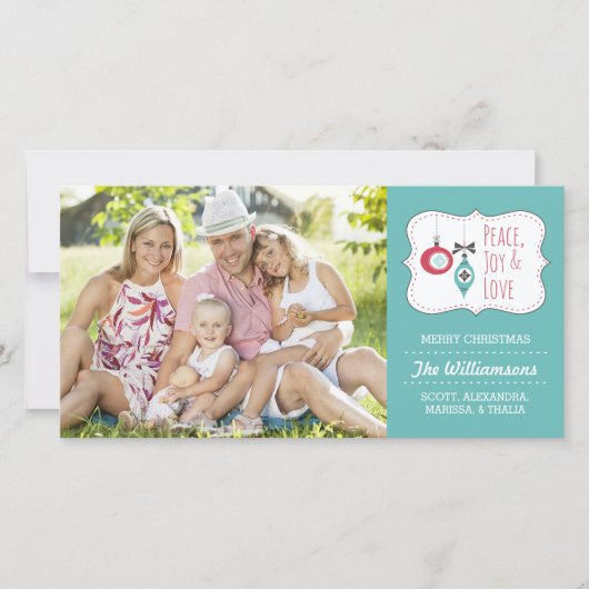 Eenvoudig Vrede, vreugde en liefde Kerstkaart (Voorkant)