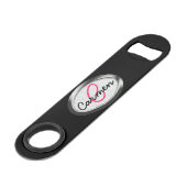 Eenvoudig warm roze en metallisch monogram speed flessenopener (Voorkant Gekanteld)