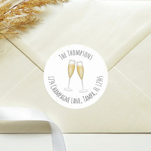 Eenvoudig waterverf champagne retouradres Moo Ronde Sticker