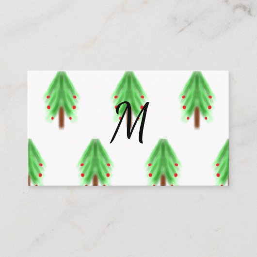 Eenvoudig waterverf kerstpatroon toevoegen monogra informatiekaartje (Voorkant)
