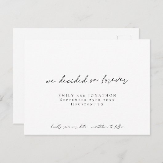 Eenvoudig We besloten op Forever Script Save The D Uitnodiging Briefkaart (Voorkant / Achterkant)