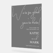 Eenvoudig welkom op onze bruiloft Frosted Black Acryl Bord (Hoek)