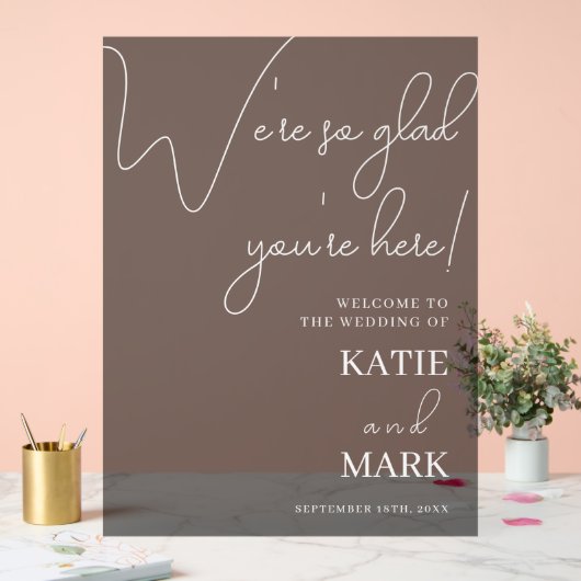 Eenvoudig welkom op onze bruiloft Frosted Black Acryl Bord (Huwelijk)