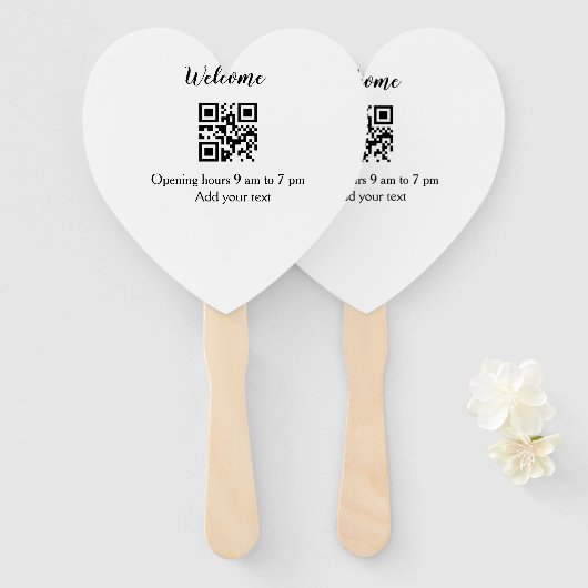 Eenvoudig welkom openen welkom barcode QR naam toe Handwaaier (Voorkant en achterkant)