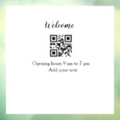 Eenvoudig welkom openen welkom barcode QR naam toe Raamsticker (Vel 3)