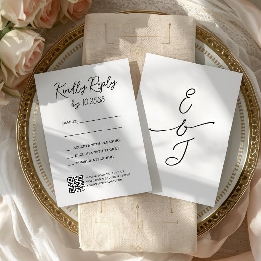 Eenvoudig Whimsical Handgeschreven Huwelijksreacti RSVP Kaartje