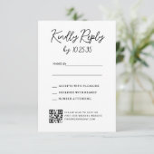 Eenvoudig Whimsical Handgeschreven Huwelijksreacti RSVP Kaartje (Staand voorkant)