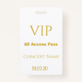 Eenvoudig White Gold VIP All Access Pass Concert Badge (Voorkant)