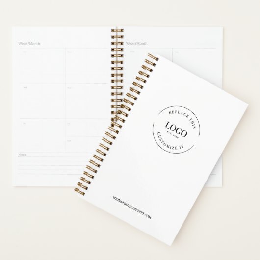 Eenvoudig White Minimalist Custom Logo Branded Planner (Display)