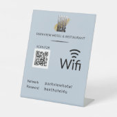 Eenvoudig WiFi-netwerkwachtwoord QR dusty blue Reclamebord Met Voetstuk (Voorkant)