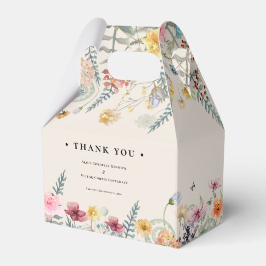 Eenvoudig Wildflower Fern Beige Weddenschap Bedankdoosjes (Achterkant)