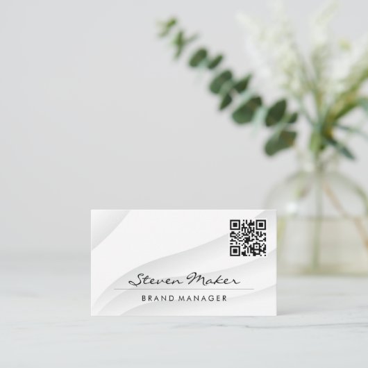 Eenvoudig wit Abstract | Visitekaartje QR-code (Staand voorkant)