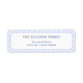 Eenvoudig wit blauw waterverf retouradres label (Voorkant)