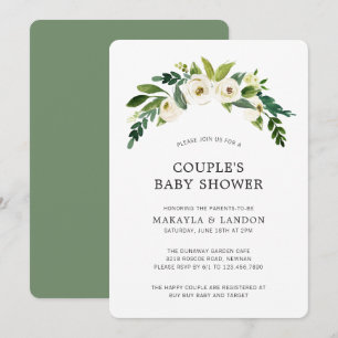 Eenvoudig wit bloemenmeisje Elegant Baby shower Kaart