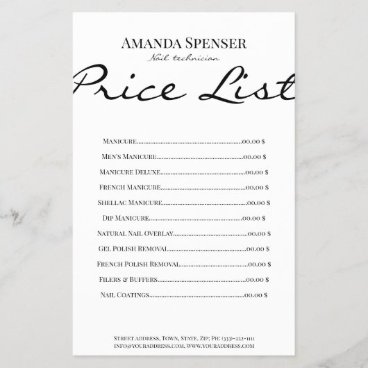 Eenvoudig wit brochure voor de prijslijst voor kle (Voorkant)