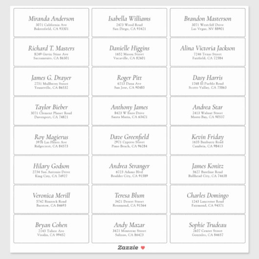 Eenvoudig wit bruiloft gastadreslabel sticker (Vel)