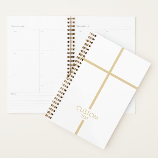Eenvoudig Wit en Goud Kruis Religieus Planner (Display)