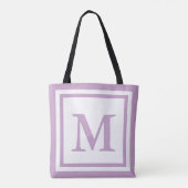Eenvoudig wit en Lila Monogram Tote Bag (Achterkant)