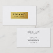 Eenvoudig wit en metallic faux goud visitekaartje (Voorkant / Achterkant)