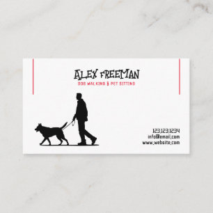 Eenvoudig wit en rood hond Walker Silhouet Visitekaartje