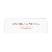 Eenvoudig Wit en Terracotta Typography Wedding Etiket (Voorkant)