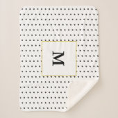 Eenvoudig wit goud en zwart monogram Polka Dots Sherpa Deken (Voorkant)
