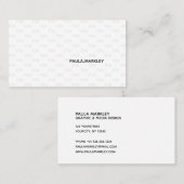 Eenvoudig wit grijs modern monogram patroon visitekaartje (Voorkant / Achterkant)