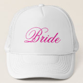 Eenvoudig wit heet roze Bride pet (Voorkant)