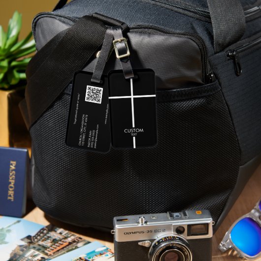 Eenvoudig wit kruis zwart bagagelabel (Voorkant /achterkant)