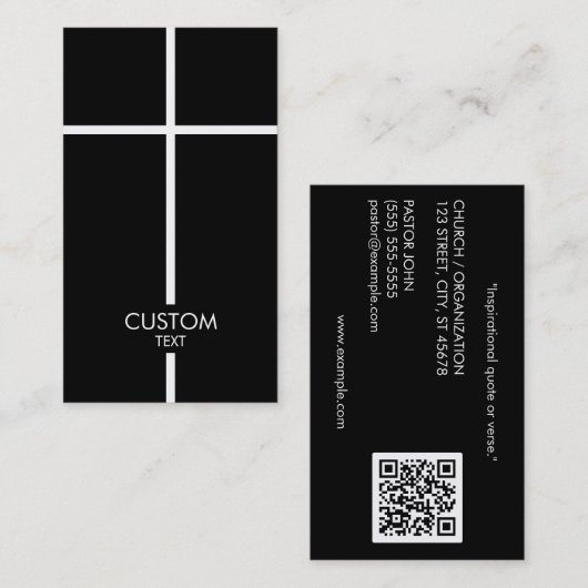 Eenvoudig wit kruis zwart visitekaartje (Voorkant / Achterkant)