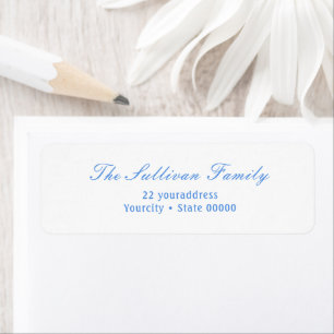 Eenvoudig wit licht blauw retouradres label