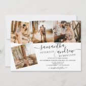 Eenvoudig wit minimalistisch script 5 foto's bruil kaart (Achterkant)