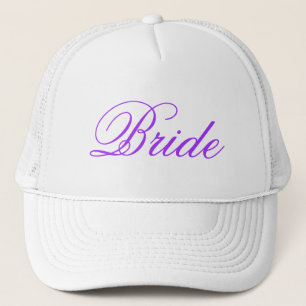 Eenvoudig wit paarse bruid pet