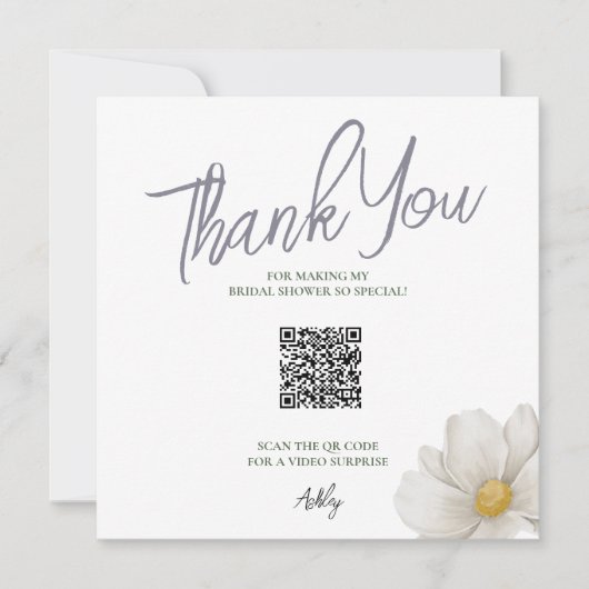 Eenvoudig Wit QR Code Vrijgezellenfeest Dank u Kaa Bedankkaart (Voorkant)