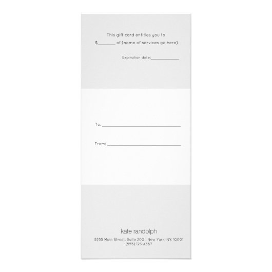 Eenvoudig Wit Zilver Salon Spa Cadeaubon Reclamekaart (Achterkant)