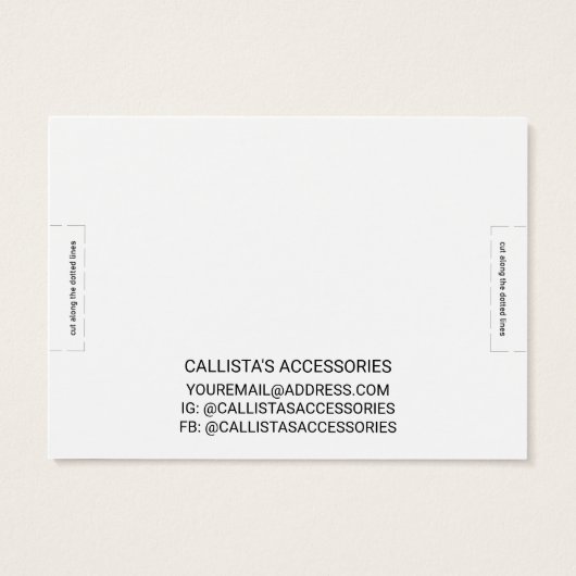 Eenvoudig wit zwart-grenslijnscript breedbeeldsche visitekaartje (Achterkant)