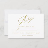 Eenvoudig witgoud Elegant Script bruiloft RSVP Kaa (Voorkant)