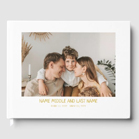 Eenvoudig witgoud foto viering van het leven gastenboek (Voorkant)