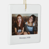 Eenvoudig Witte Minimale Foto Keepomwille Kerstmis Keramisch Ornament (Rechts)