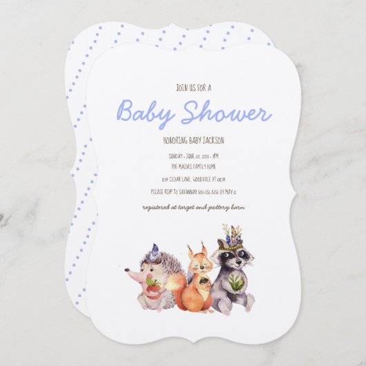 Eenvoudig Woodland Rustic Baby shower Uitnodiging (Voorkant / Achterkant)