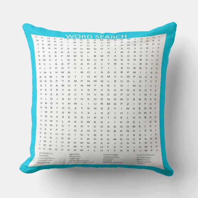 Eenvoudig Word-zoeken op Aqua Color Border Kussen (Voorkant)