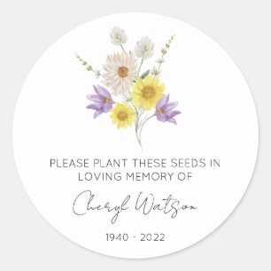 Eenvoudig Zaadpakket Voor Wildbloemenherdenking Ronde Sticker