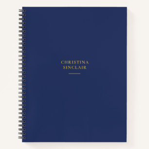 Eenvoudig zakelijk professioneel marineblauw goude notitieboek