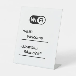 Eenvoudig zakelijk Wifi-wachtwoord en netwerk kuns Reclamebord Met Voetstuk