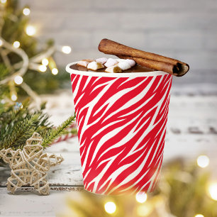 Eenvoudig zebra Afdrukken Rood wit, modern patroon Papieren Bekers