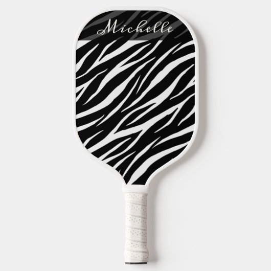 Eenvoudig zebraprint zwart-wit modern patroon pickleball paddle (Voorkant)