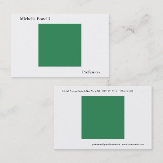 Eenvoudig Zee Groen Wit Minimalistisch Modern Visitekaartje (Voorkant / Achterkant)