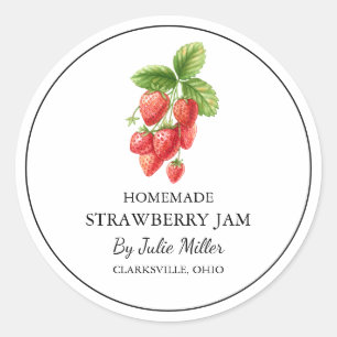 Eenvoudig zelfgemaakt aardbeienjam label